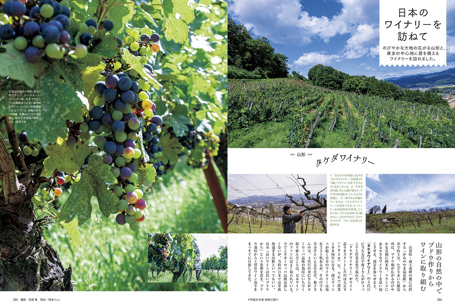写真は、「おとなの週末」2020年5月号(講談社)の日本のワインを特集したページ
