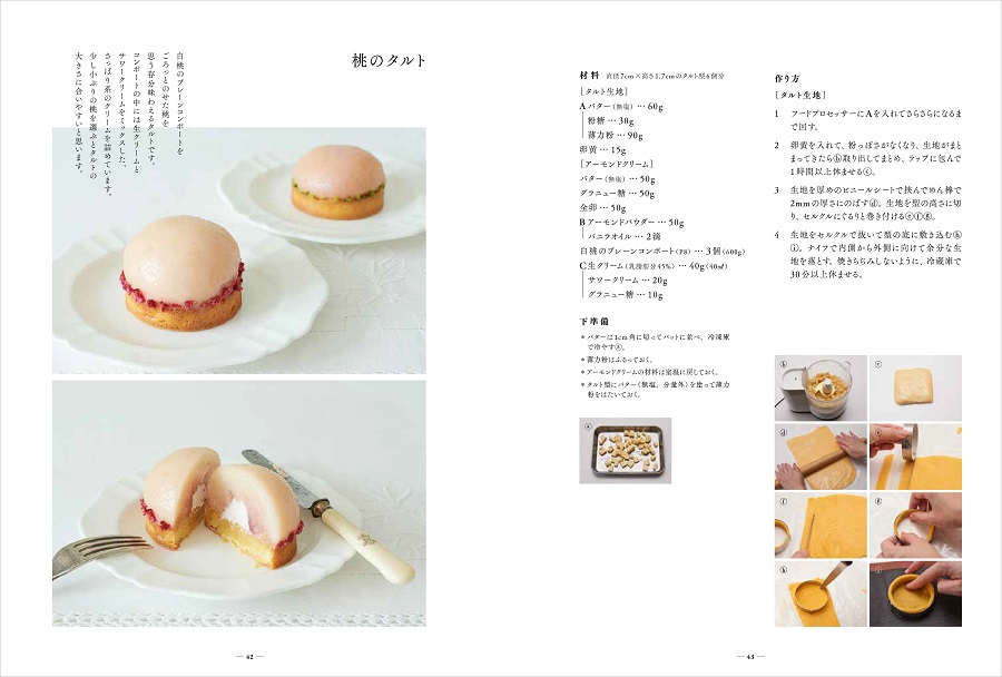 写真は、桃のタルトのレシピ/『桃のお菓子づくり』(誠文堂新光社)より