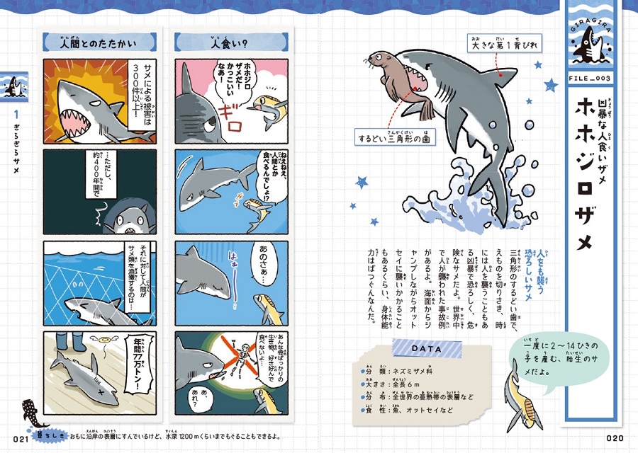 カッコいい それともカワイイ サメの本当の姿をゆるゆる4コマとイラストで解説 ゆるゆるサメ図鑑 Bookウォッチ